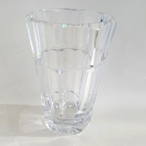 Crystal Large Heavy 8 Sided Vase Modern Art Deco